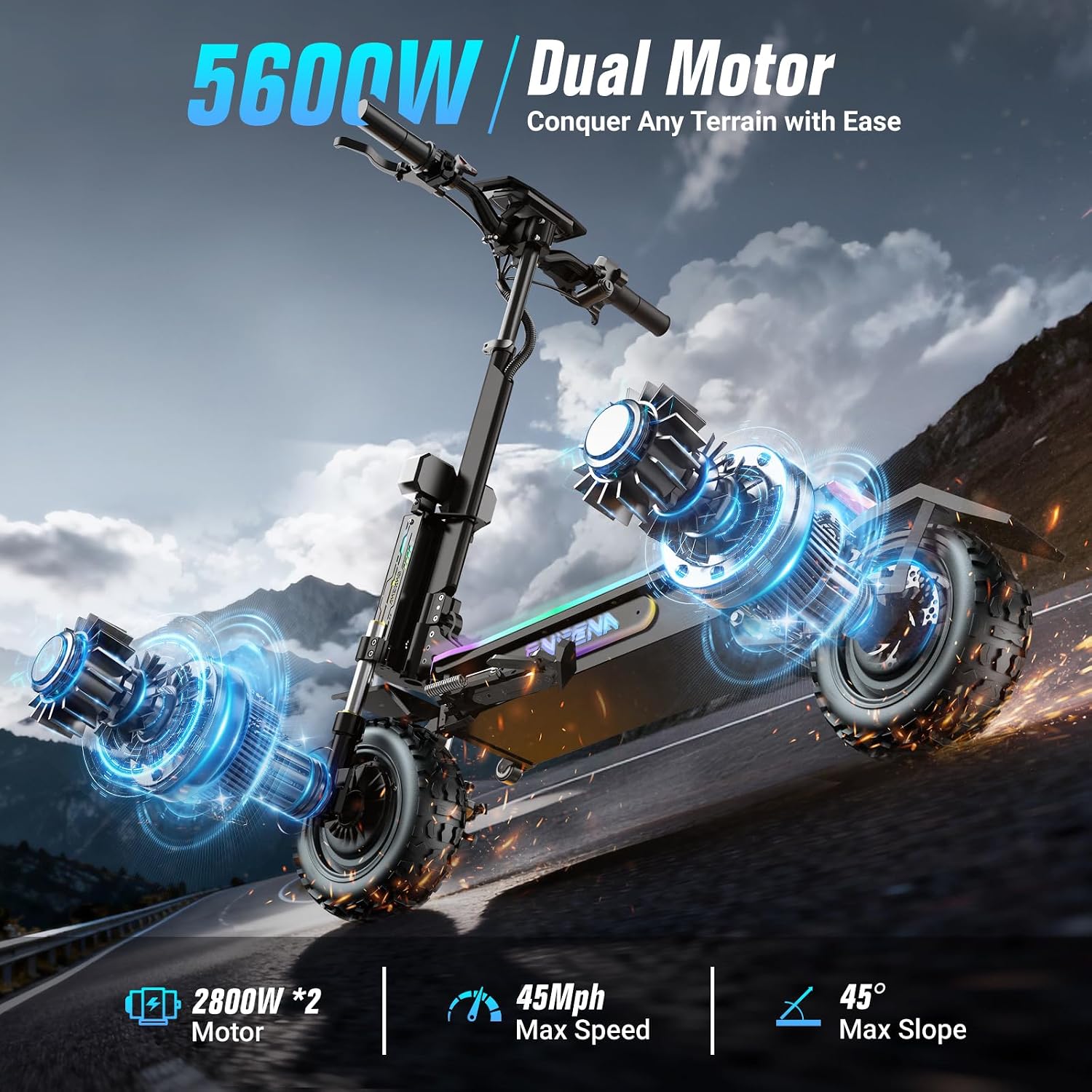 ONECNA GT7 Electric Scooters A - 60V 5600W Dual Motor Electric Scooter ulasan dan harga
